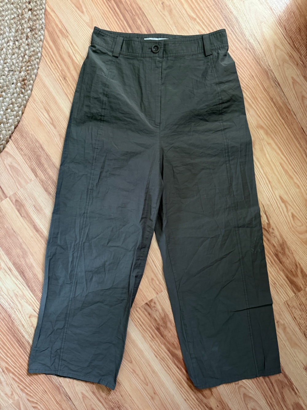 Zara Olive Green Wide-Leg Chinos
